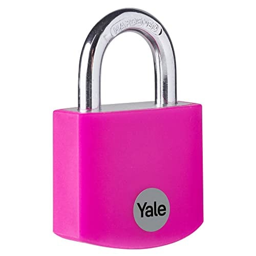 Yale Aluminium Hangslot 38mm - Roze - Met open gehard stalen beugel en 3 sleutels