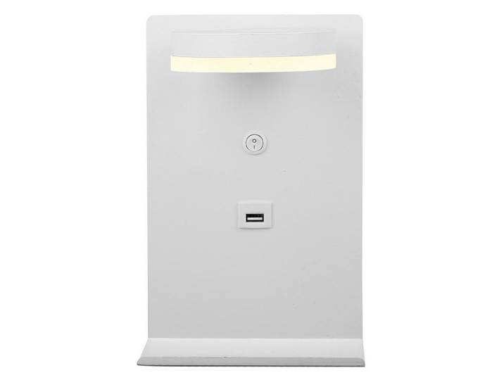 Led-Wandleuchte Compact, Weiß, Metall, rechteckig, 10x23x15 cm, RoHS, Europäischer Sicherheitsstandard, USB-Anschluss zum Laden von Smartphones, USB-Anschluss zum Laden von Kameras, USB-Anschluss zum Laden von I-Phones, Touch (on/off), Lampen & Leuchten, Innenbeleuchtung, Wandleuchten, Wandlampen mit Schalter