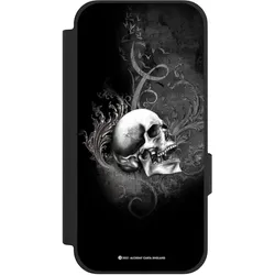 Nivocase Klapphülle für Google Pixel 10a Handyhülle aus Kunst Leder NIVOflip schwarz Gothic Schädel (Google Pixel 10a), Smartphone Hülle, Schwarz