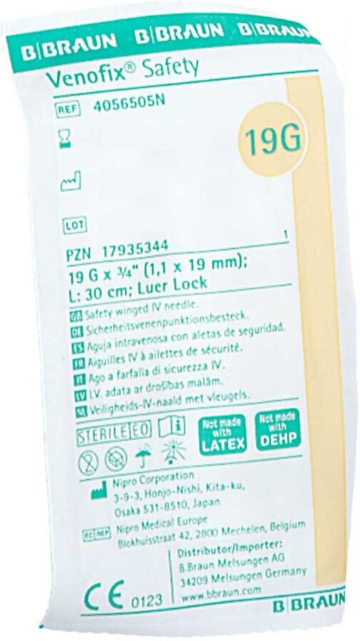 Venofix Safety Venenpunkt.19 G 1,1x19mm 30cm Creme 1stk