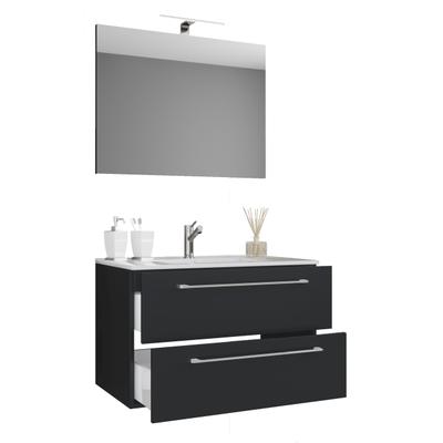 Waschtisch VCM "3-tlg. Waschplatz Waschtisch Badinos Schublade SP", schwarz, B:60cm T:46cm, Waschtische, Waschtisch