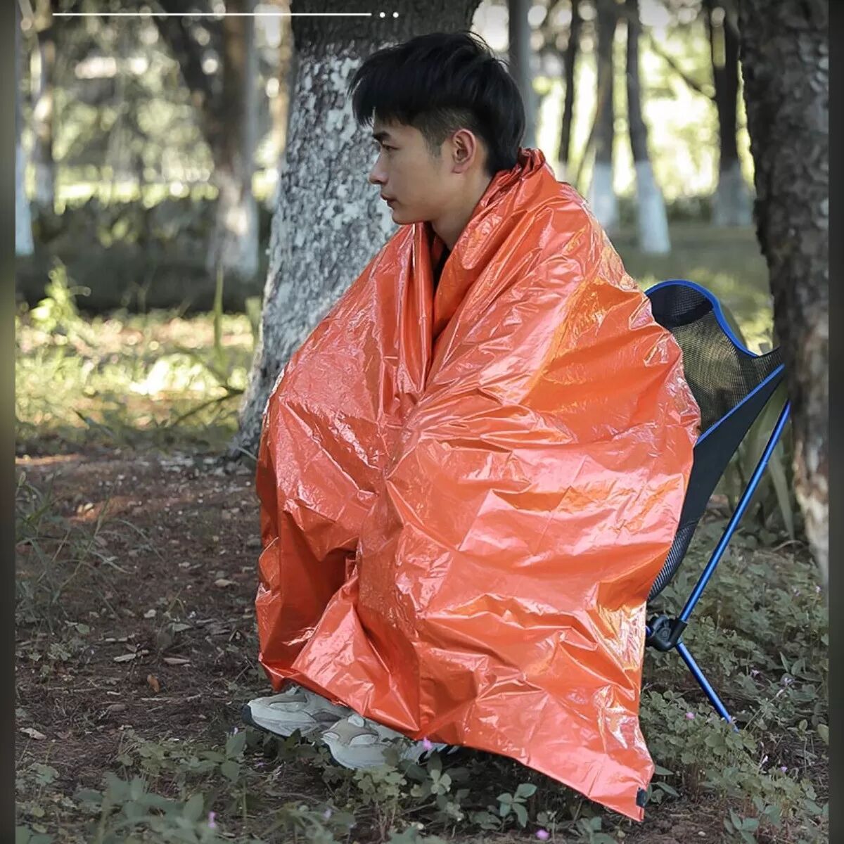 INF Outdoor-Notfall-Schlafsack 28um Dicke - PE wasserdichter reflektierender Überlebens-Bivvy mit Pfeife, 215cm x 90cm x 2cm Orange