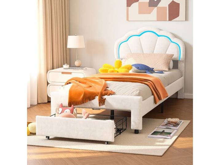 Lit Enfant - Modèle Pétale - 90x200 - Tiroir Intégré - LED RGB Contrôlables