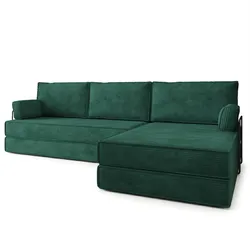 ECKSOFA ANKO modulares Boneless Sofa mit Schlaffunktion Grün Kordstoff