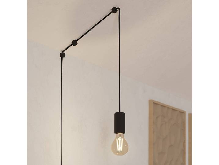 EGLO Hängeleuchte Pinetina, Ausladung 40 cm, schwarz, Stecker Pinetina, schwarz, für Wohn- / Esszimmer, Metall, Modern, Hängelampen mit Stecker