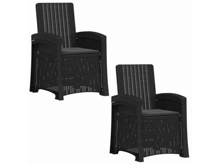 KKgypkn Liegesessel Garten Rattan-Optik 2er Set Anthrazit PP 3-fach verstellbare Rückenlehne, Wetterbeständig, Leicht zu Reinigen, Für Terrasse Balkon