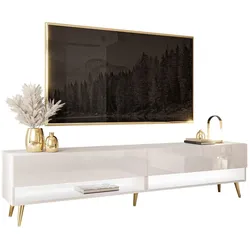 TV-SCHRANK CALANTE 180 cm auf schrägen goldenen Chrom-Beinen