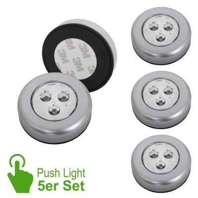 BRILONER LEUCHTEN LED Unterbauleuchte "LED Push Light, titanfarbig, 5er-Set, je 3xLED", grau (titanfarbig), Leuchten