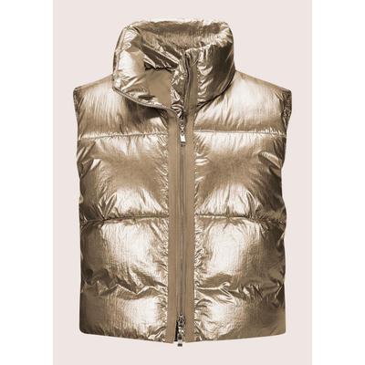 Kurzweste MADELEINE "Steppweste Sommerweste mit Glanz-Finish", Damen, Gr. 48, gold (goldfarben), Obermaterial: 100% Polyamid PA., Modern, normal, Westen, Wattierte Steppweste in Kurzform