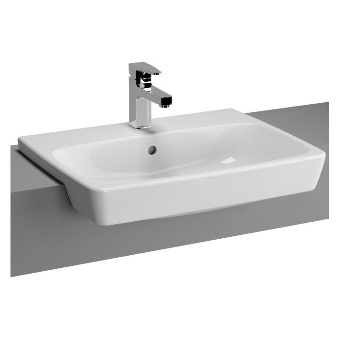 Vitra Metropole Halbeinbau-Waschtisch 5679B003-0001 60x46cm, weiß, mit Hahnloch und Überlauf