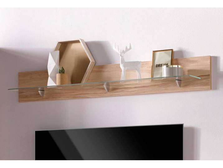 Wandboard OTTO HOME Denis , beige (kernbuchefarben), B:140cm H:20cm T:17cm, Glas, Holzwerkstoff, Regale, Wandboard, mit Glasboden