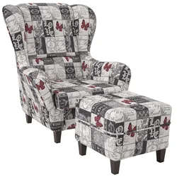 Supellex Ohrensessel mit Hocker   Design Patchwork Love