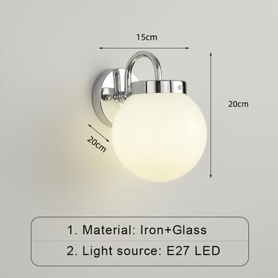 Friendly Fresh Finds Nordic LED Glass Wall Light Modern Wall Sconce For Bedroom, Living Room & Bedside chrome cool White(5500 7000k)