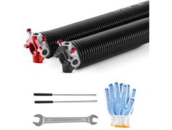 VEVOR Torsionsfedern für Garagentore (Φ 5,54 x Φ 50,8 x 668 mm) 16000 Zyklen, schwarz beschichtet zum Auswechseln, Garagentorfedern mit rutschfesten Wickelstäben & Handschuhen & Montageschlüssel