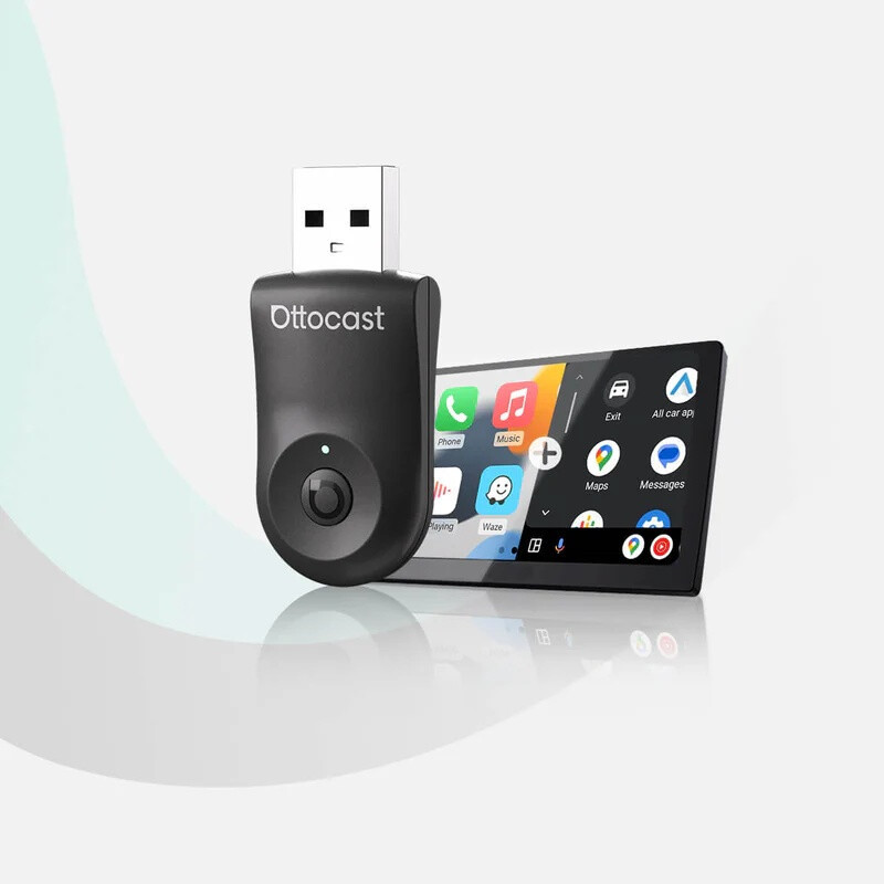 OTTOCAST Mini 2-in-1 Draadloze CarPlay en Android Auto Adapter met 5GHz WiFi voor auto's vanaf 2016