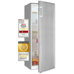 Exquisit Vollraumkühlschrank KS320-V-H-040D inoxlook | Nutzinhalt: 242 L | 5 Glasablagen | LED-Beleuchtung | Ohne Gefrierfach