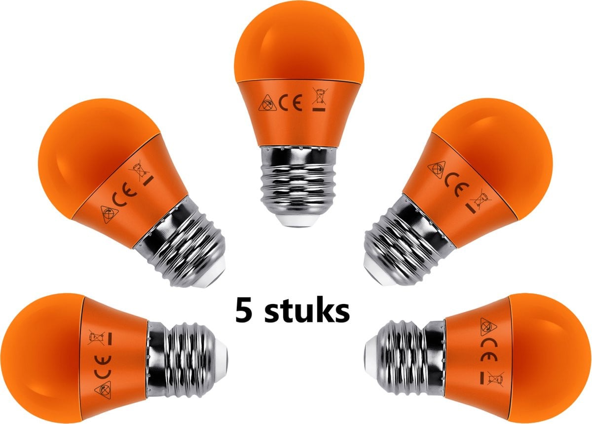 Aigostar G45 LED kogellamp set 5 stuks E27 4W met oranje licht