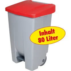 BRB Tret-Abfalleimer 80 Liter, rot