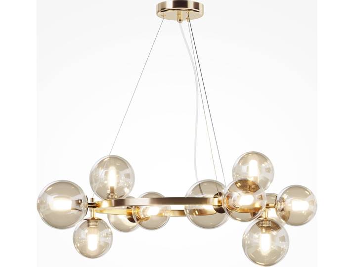 Suspension\, métal verre\, or ambre\, D 67 cm
