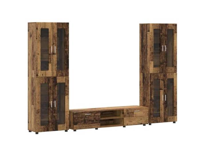 TV Schrank Set FLORIN 3 Pcs Altholz Mit Schublade I Ablage, Matt Finish, Für moderne Innenräume, Einfache Reinigung