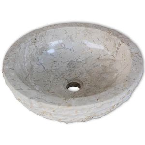 vidaXL Waschbecken 142774, aus Marmor, creme, Aufsatzwaschbecken ohne Hahnloch, (B/T) 40 x 40 cm