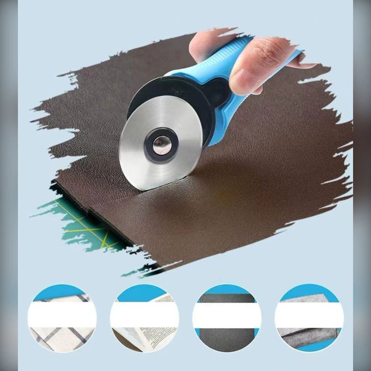 INF Rollschneider mit austauschbarer Präzisionsstahlklinge für Papier, Stoff, Leder und kreative DIY-Arbeiten Blau