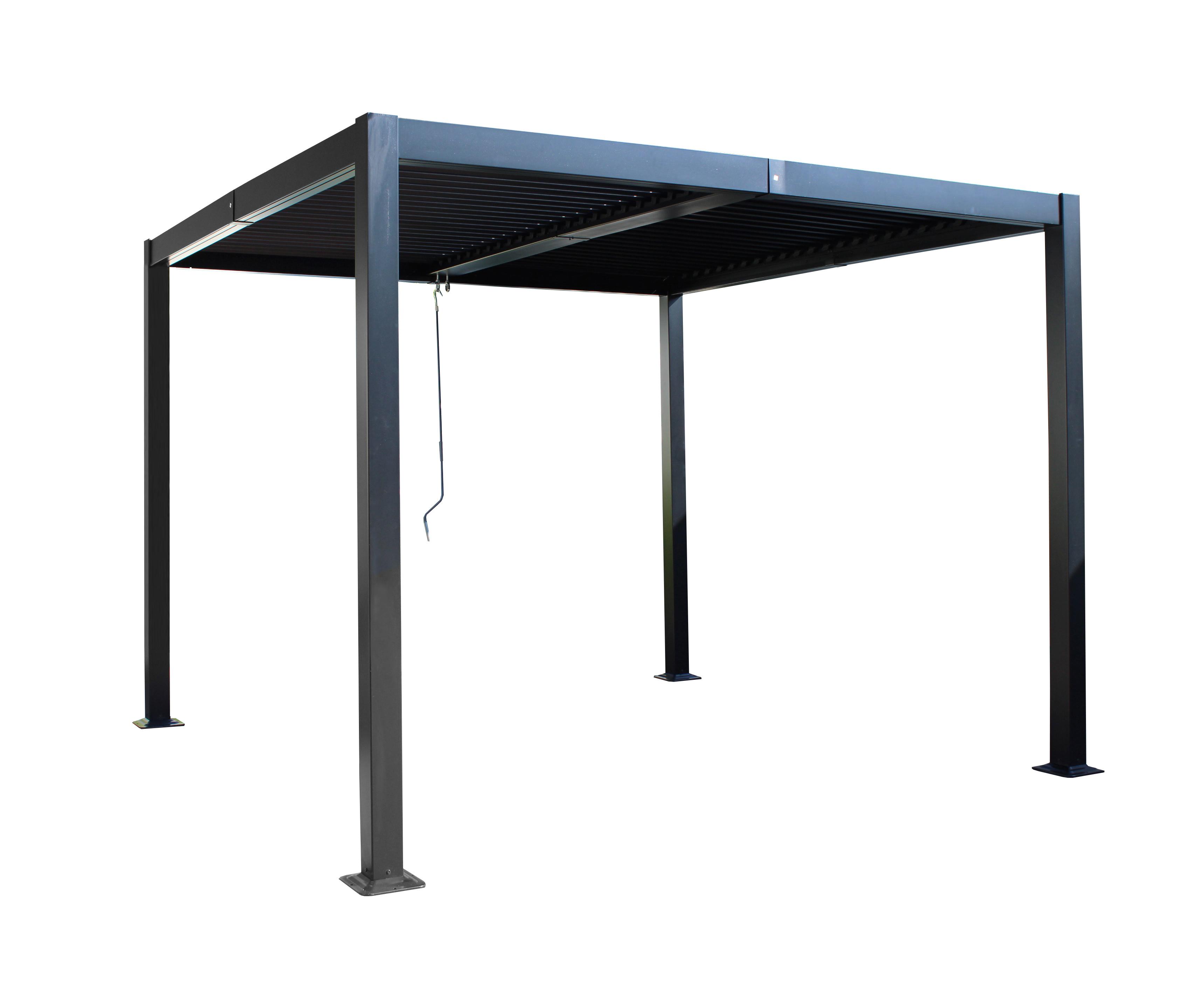 AIORBER Aluminium Pergola 300x300 cm Terrassenüberdachung mit Lamellendach wetterfest Sonnenschutz für Garten und Terrasse - Schwarz