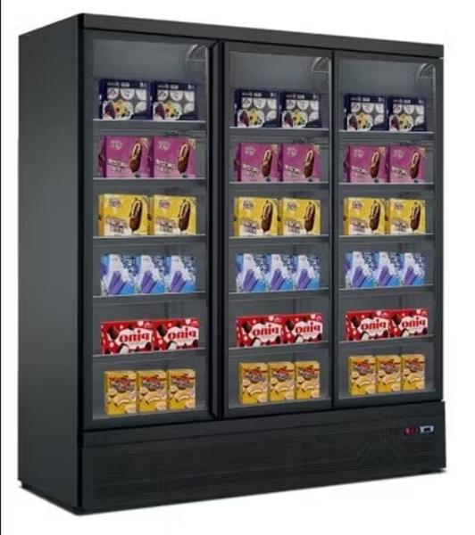 Gastro Tiefkühlschrank | Lagertiefkühlschrank | 3 Glastüren | Schwarz | 1900 Liter | -22 bis -18 °C | Gewerbe Gefrierschrank