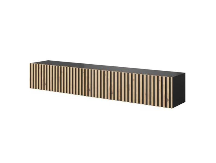 Selsey Meuble TV Suspendu Armoire De Télévision 175 cm À Lamelles Noir Telire
