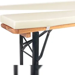 TexDeko Bierbankauflage gepolstert 220x25x4cm XL für Bierzeltgarnitur Bankauflage waschbar mit Reißverschluss zum selber aufziehen (Creme)