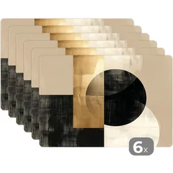 PLATZSETS 6er-Set Abstrakt - Modern - Schwarz - Gold Tisch Untersetzer-Set 45x30 cm