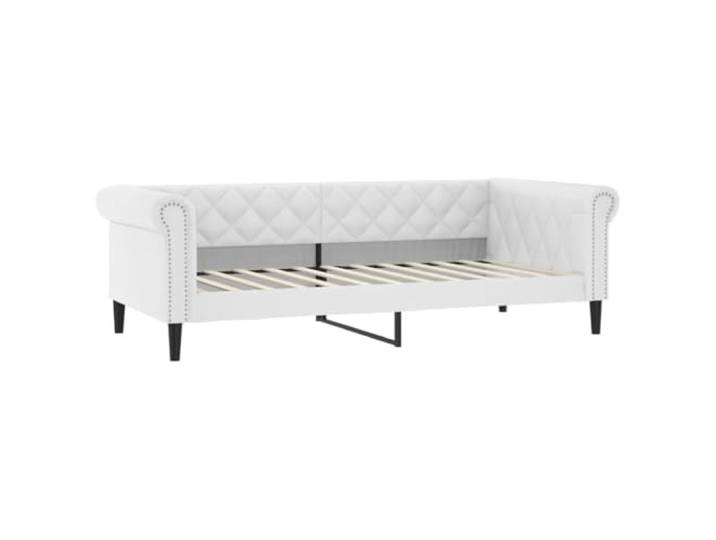 PUGYNBK 2-in-1-Schlafsofa, Kunstleder, Weiß, 100 x 200 cm Struktur aus Metall und Holz, fleckenresistent, modernes Design, einfache Reinigung