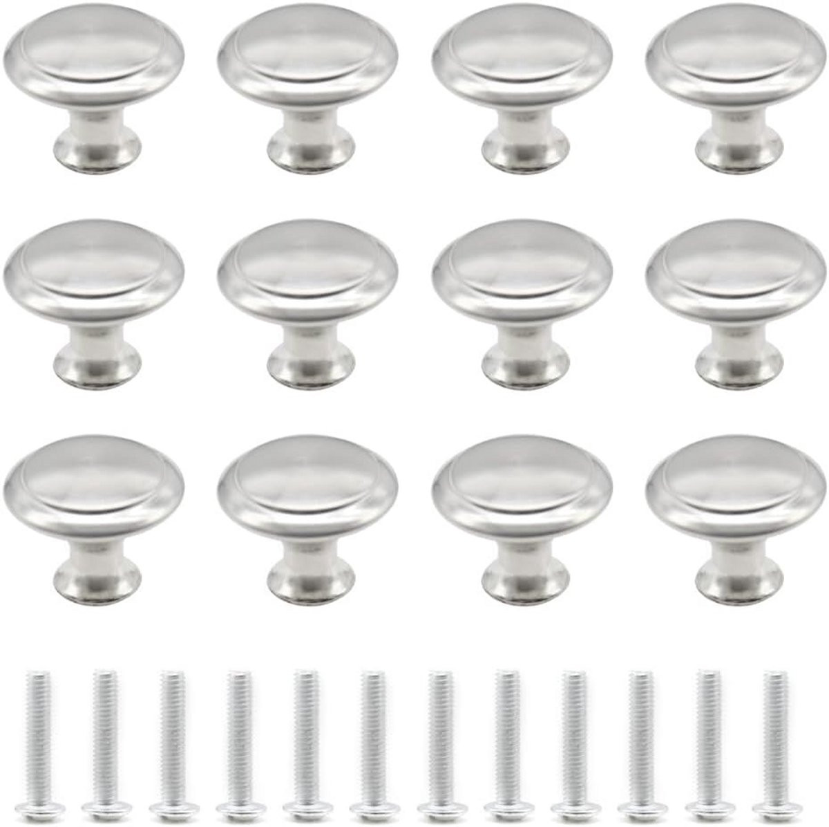 12x Ronde Kastknoppen Zilver - Universele Trekgrepen voor Keukenkast, Lade en Meubels (27 mm)