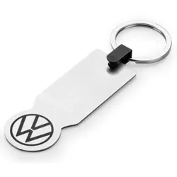 Volkswagen Schlüsselanhänger silber mit Einkaufswagenlöse-Funktion 1K6087010 - 73 x 26 x 1 mm