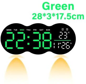 Uplift Essentials Large Digital LED Wall Clock With Ambient Aura green