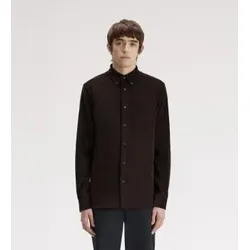 Fred Perry für Herren. M3462 Braunes Needle-Cord-Hemd (M), Lässig, Baumwolle, Langarm