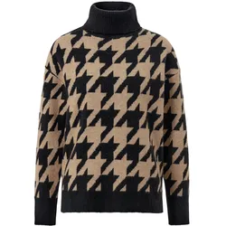 Tchibo - Strickpullover mit Hahnentritt-Jacquard - Damen - Gr. M - schwarz/jacquard