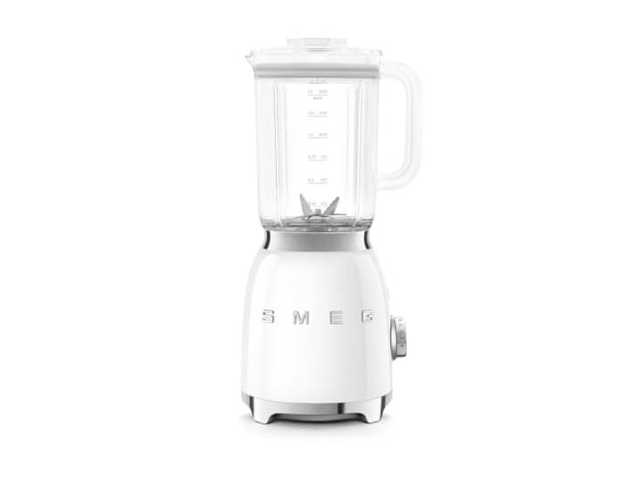 Smeg, BLF03WHEU, 1,5 l Standmixer, 4 -Geschwindigkeitsstufen, 4 Automikprogramme, Abnehmbare Doppelklinge, Deckelöffnung transparent mit Dosierkappe, rutschfest, 800W, Weiß