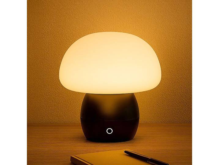 home24 LED-tafellamp Ø 22cm zwart Opaalglas Polycarbonaat LED LED-module