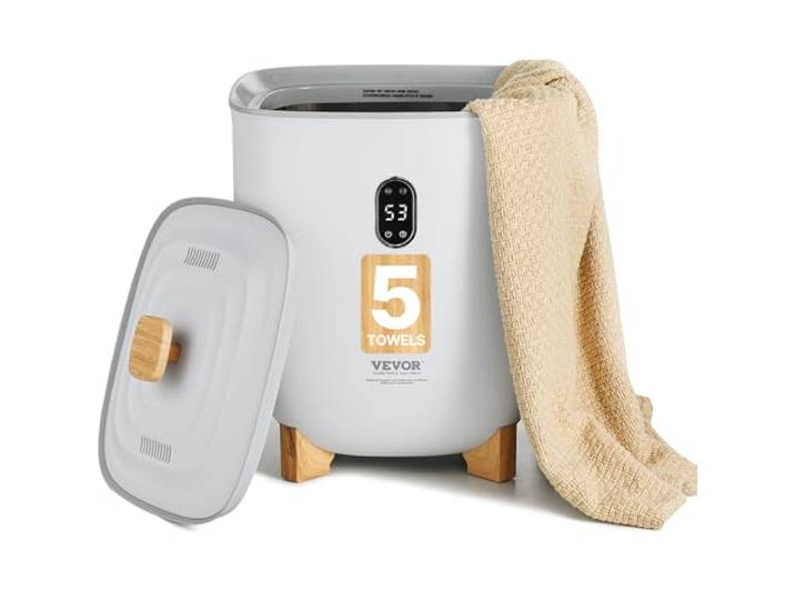 VEVOR Chauffe Serviettes 25 L\, Seau Sèche-Serviettes pour Salle de Bain\, avec Écran LED\, Réglage de la Température et Minuterie 20/40/60/90 Min\, pour Couvertures Peignoirs\, Spa Massage\, Gris