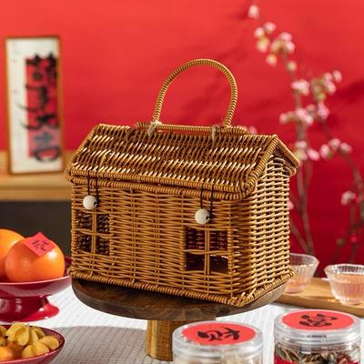 Smart Shopping Spot House Shaped Wicker Storage Basket With Lid And Folding Handle House Shaped Wicker Storage Basket With Lid And Folding Handle