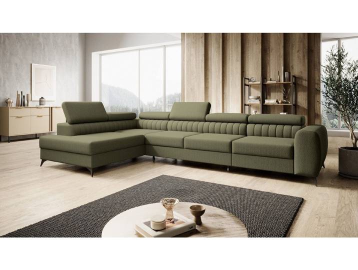 Muffo Ecksofa Piero maxi, mit Schlaffunktion und Bettkasten, Verstellbare Kopfstützen