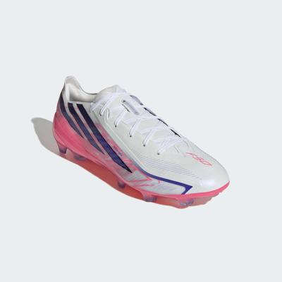 Fußballschuh ADIDAS PERFORMANCE "F50 HYPERFAST PRO, FESTE BÖDEN", Herren, Gr. 46, pink (cloud weiß, solar lila, solar turbo), Synthetik, Textil, Schuhe Fußballschuh, für Rasen und feste Böden, gespielt bei der Weltmeisterschaft 2026