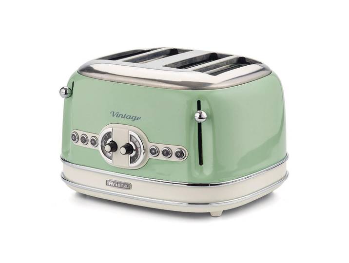 ARIETE Toaster Vintage 4 Schlitze , grün (grün, beige, silberfarben), B:28,9cm H:31,9cm T:20,5cm, Toaster, Lieferung mit passendem CH-Fixadapter, Toaster