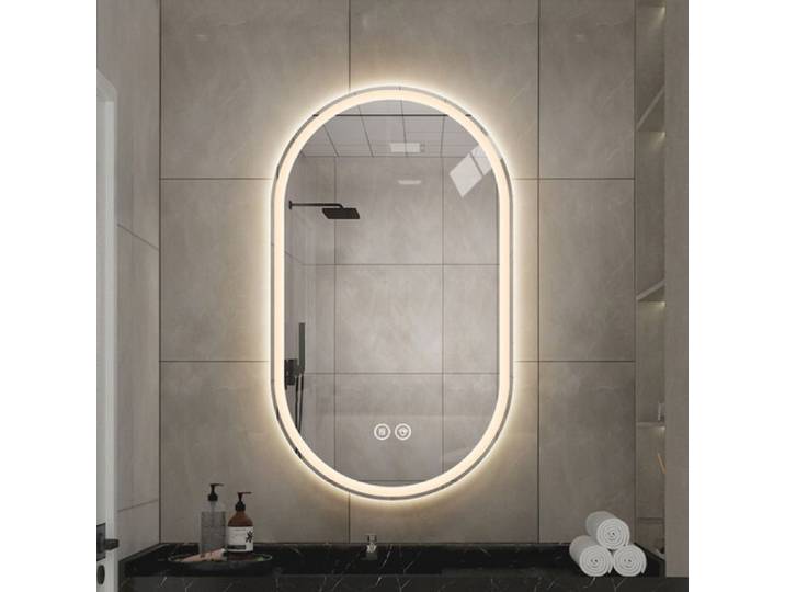Miroir salle de bain LED antibuée ovale intelligent - 60 x 90 cm sans cadre oval mur-monté miroir écran tactile