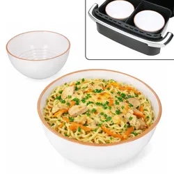 2er Set Airfryer Ton-Schüsseln weiß 17cm 700ml tiefe Bowl Auflauf Kuchen Suppe