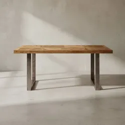KADIMA DESIGN Massivholz Esstisch, 180 x 90 cm, rustikales Design, Edelstahlbeine, Mango Massivholz.