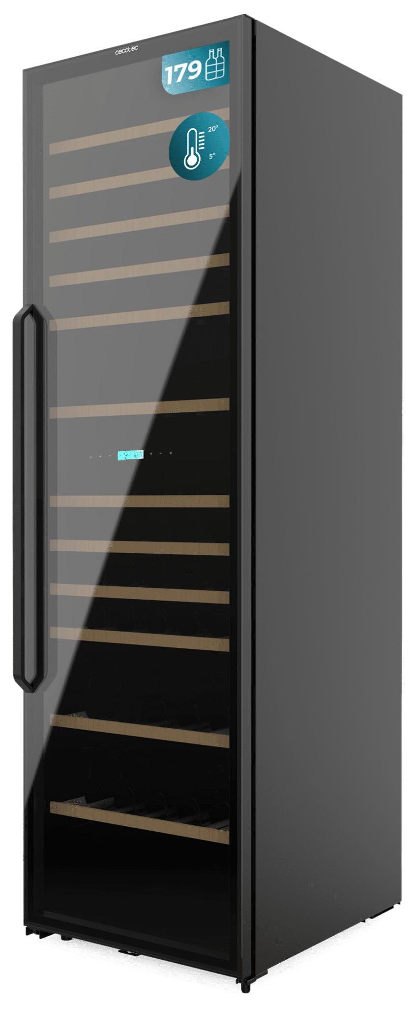 Cecotec Weinkühlschrank 176 Flaschen Bolero GrandSommelier Duo 176000 Black. Dual-Temperatur, UV-Schutz, Temperaturalarm