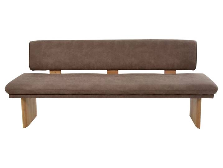 Polsterbank, Microfaser, Braun 204×71×89 cm, Spitzkissenoptik, Maritim, K+W-Polstermöbel