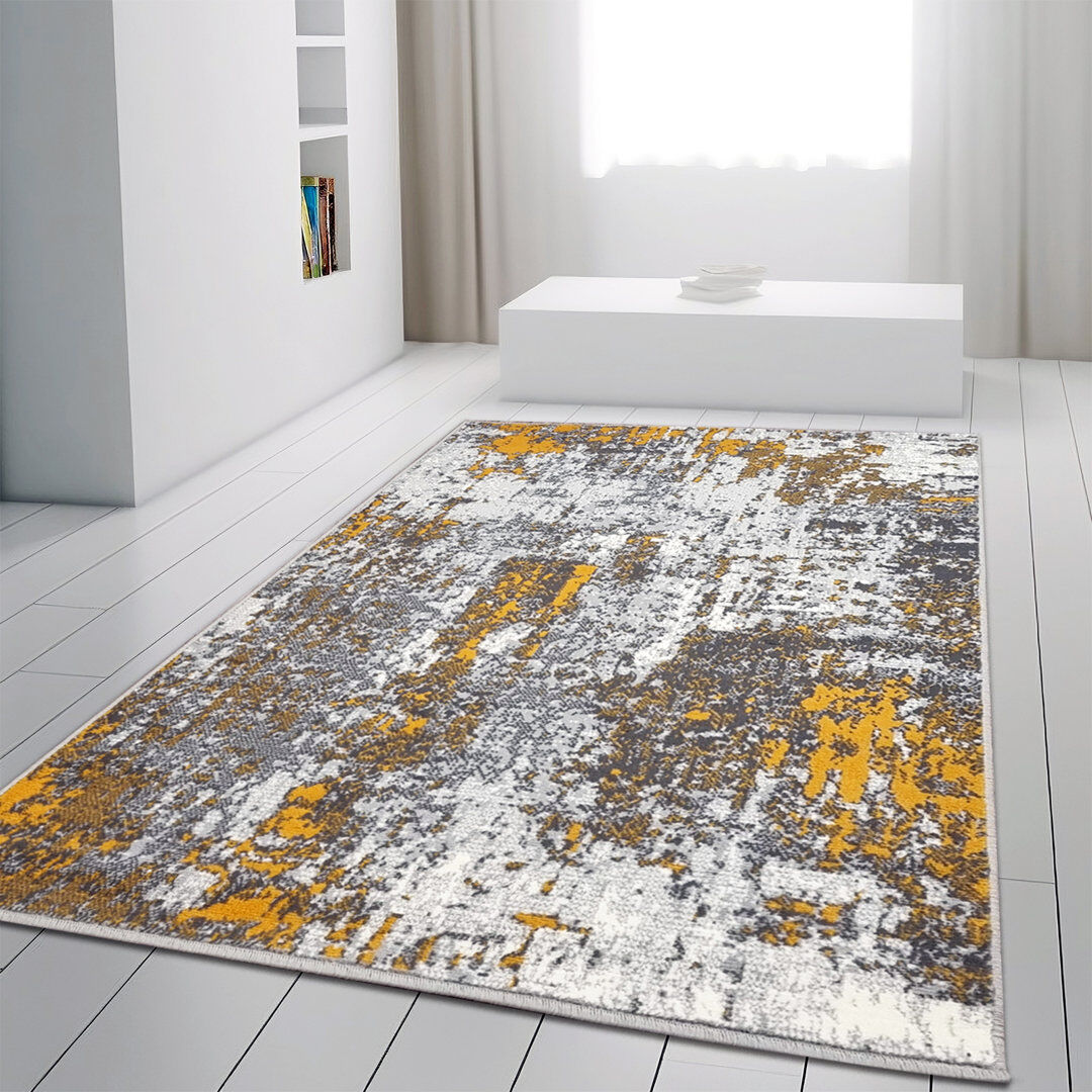 Rio Adahlia Rectangle Abstract Area Rug Grey Rectangle 120 x 170cm